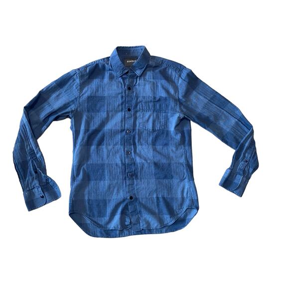 Bonobos Men’s Blue Plaid Slim Fit Long Sleeve Button Up Dress Shirt Size Small - Picture 4 of 9